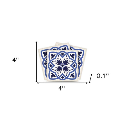 8" X 8" Blue And White Mosaic Peel And Stick Removable Tiles HomeRoots