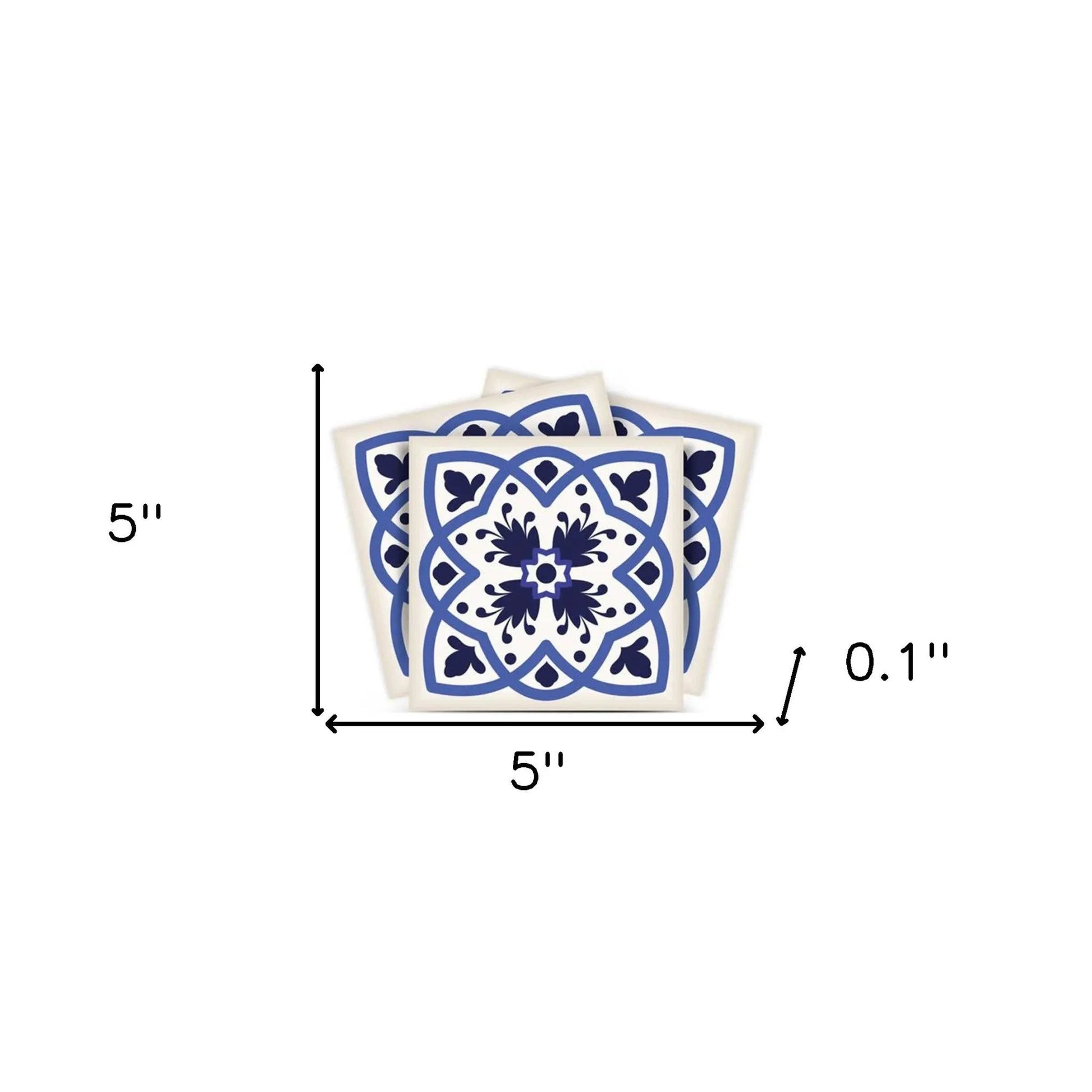 4" X 4" Blue And White Mosaic Peel And Stick Removable Tiles HomeRoots