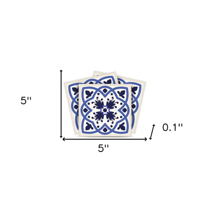 4" X 4" Blue And White Mosaic Peel And Stick Removable Tiles HomeRoots