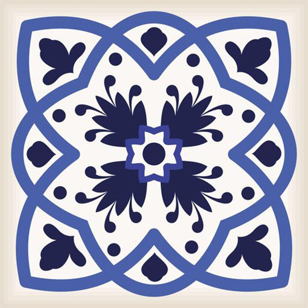 7" x 7" Blue And White Peel And Stick Removable Tiles HomeRoots