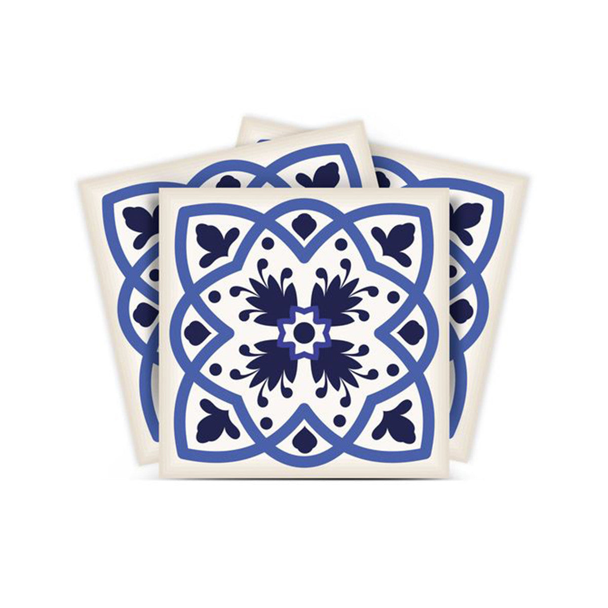 7" X 7" Blue And White Mosaic Peel And Stick Removable Tiles