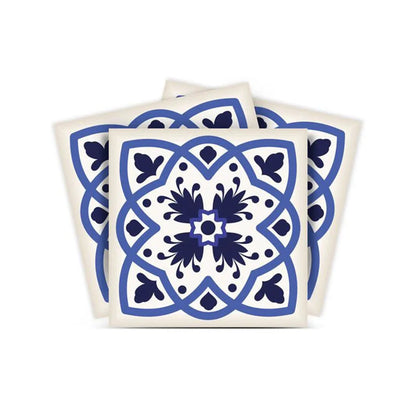 4" X 4" Blue And White Mosaic Peel And Stick Removable Tiles HomeRoots