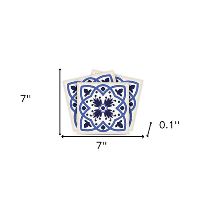 5" X 5" Blue And White Mosaic Peel And Stick Removable Tiles HomeRoots