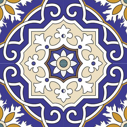 4" X 4" Blue White and Gold Mosaic Removable Tiles HomeRoots