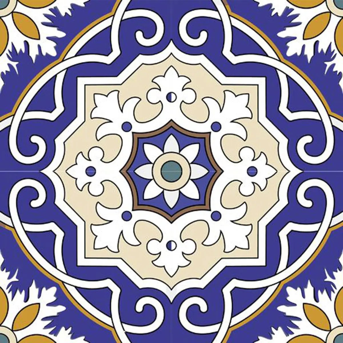 4" X 4" Blue White and Gold Mosaic Removable Tiles HomeRoots