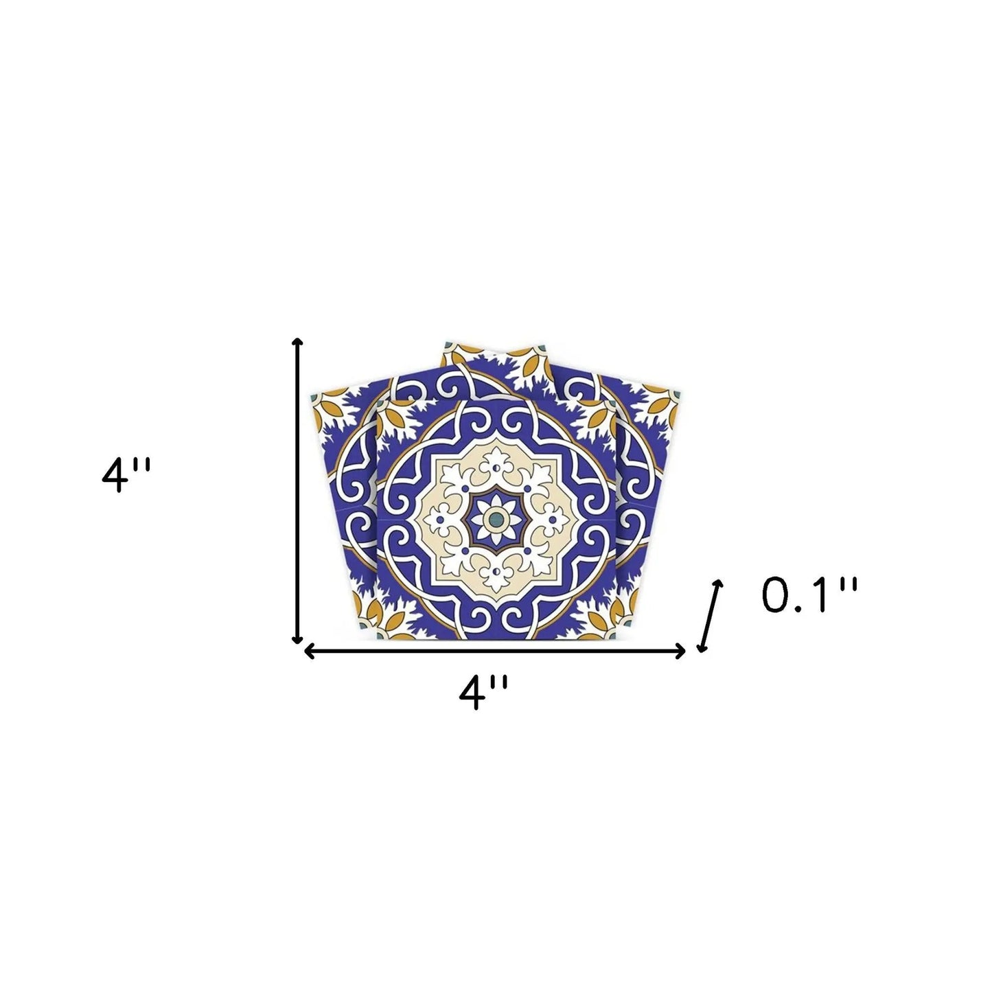 4" X 4" Blue White and Gold Mosaic Removable Tiles HomeRoots