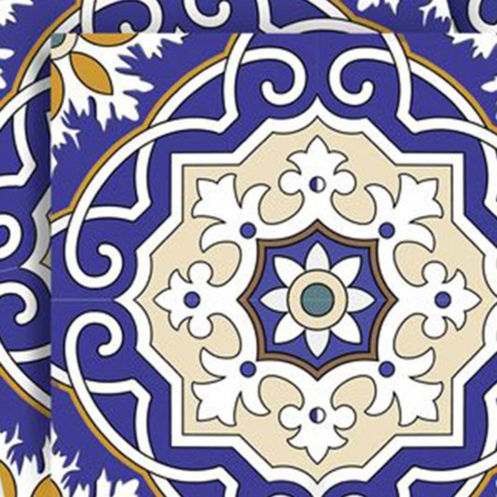 4" X 4" Blue White and Gold Mosaic Removable Tiles HomeRoots