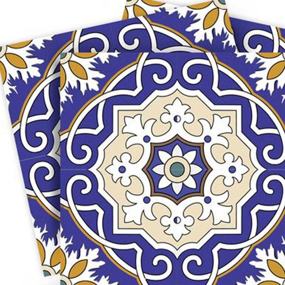 7" x 7" Blue And White Peel And Stick Removable Tiles HomeRoots
