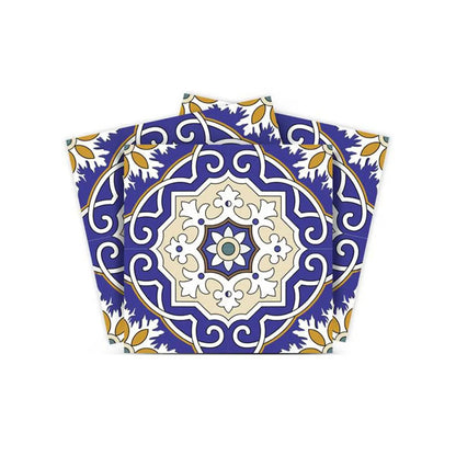 4" X 4" Blue White and Gold Mosaic Removable Tiles HomeRoots