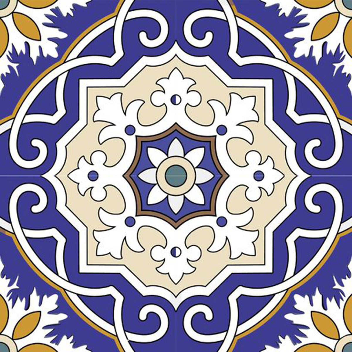 5" X 5" Blue White and Gold Mosaic Removable Tiles