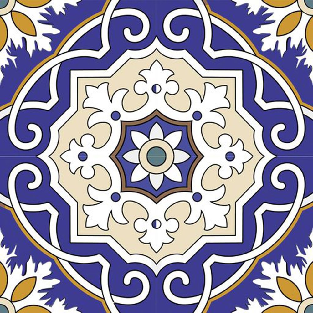 4" X 4" Blue White and Gold Mosaic Removable Tiles HomeRoots