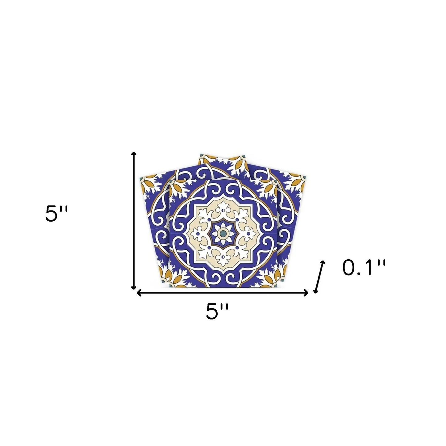 4" X 4" Blue White and Gold Mosaic Removable Tiles HomeRoots