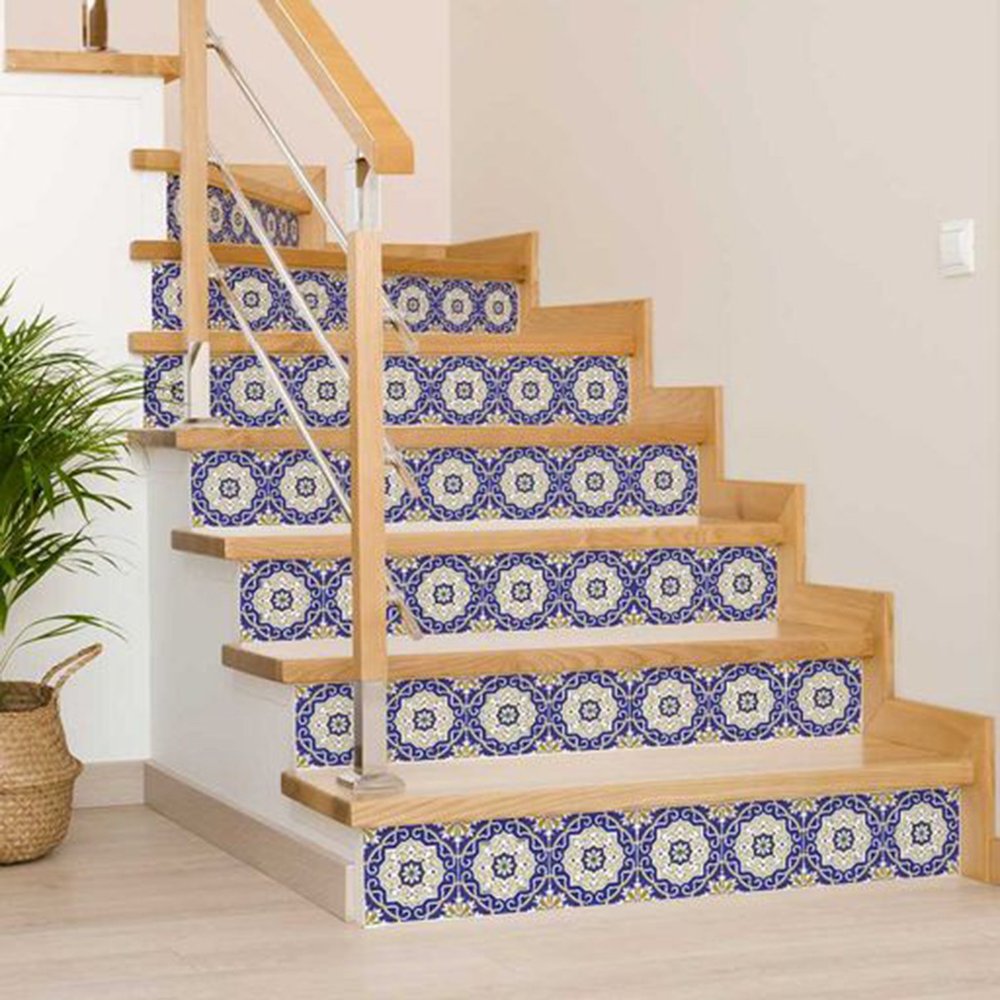 7" x 7" Blue And White Peel And Stick Removable Tiles HomeRoots