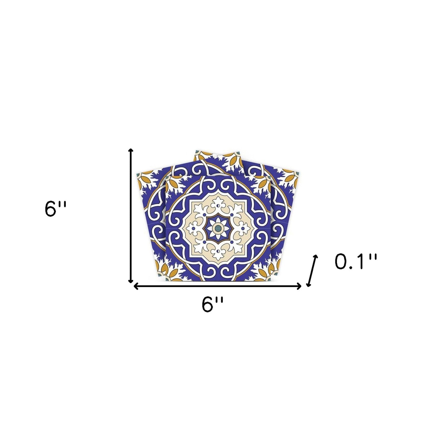 4" X 4" Blue White and Gold Mosaic Removable Tiles HomeRoots