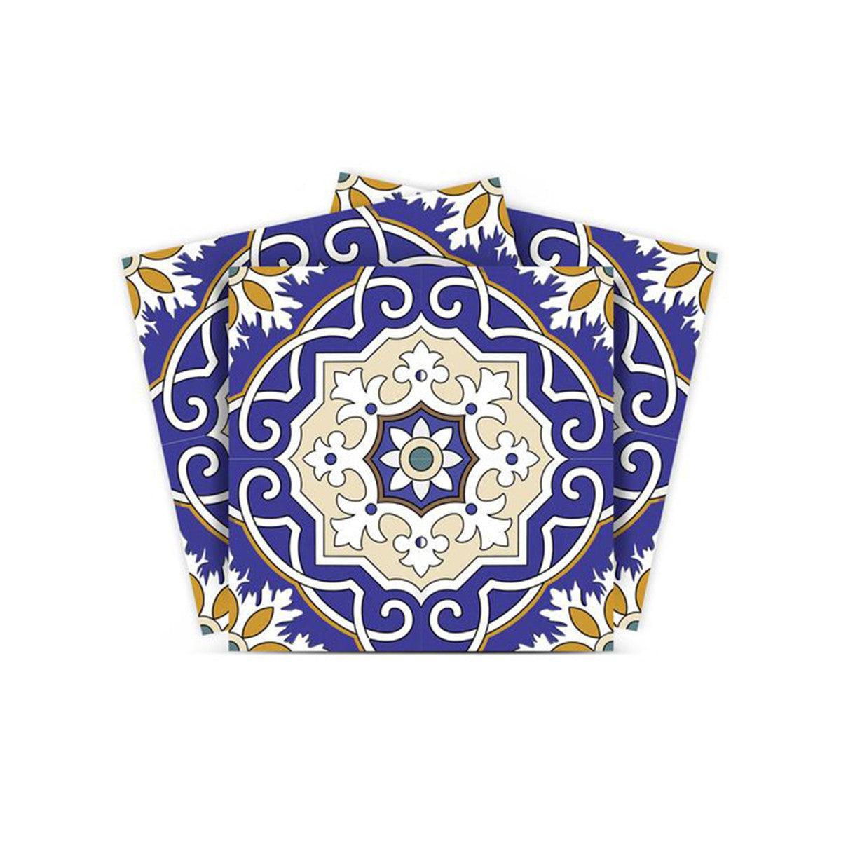 7" X 7" Blue White and Gold Mosaic Removable Tiles