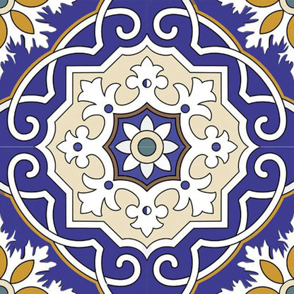 4" X 4" Blue White and Gold Mosaic Removable Tiles HomeRoots