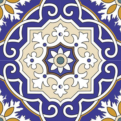 4" X 4" Blue White and Gold Mosaic Removable Tiles HomeRoots