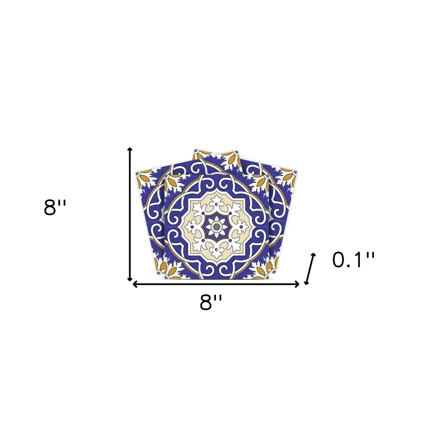 4" X 4" Blue White and Gold Mosaic Removable Tiles HomeRoots