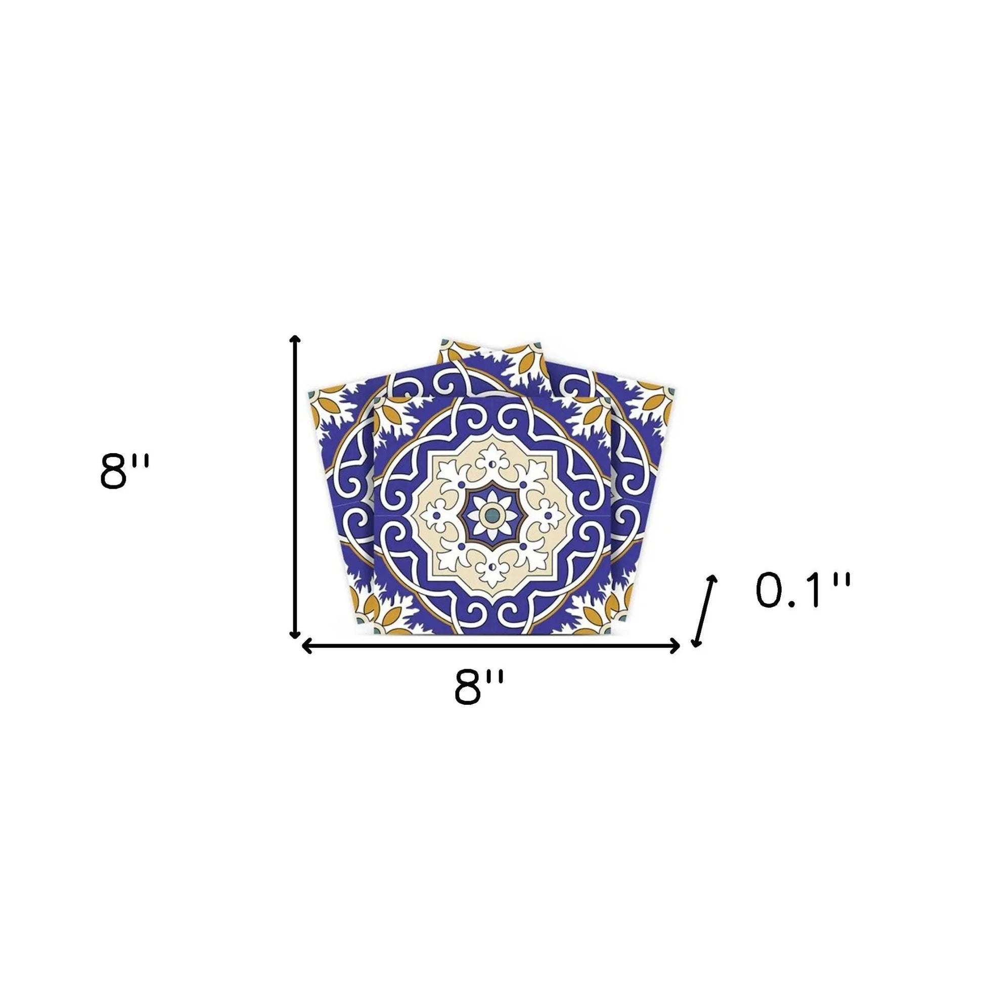 4" X 4" Blue White and Gold Mosaic Removable Tiles HomeRoots