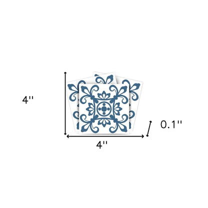 4" X 4" Teal And White Mosaic Peel And Stick Removable Tiles HomeRoots