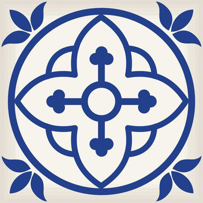 4" X 4" Tulipa Blue and White Peel and Stick Removable Tiles HomeRoots