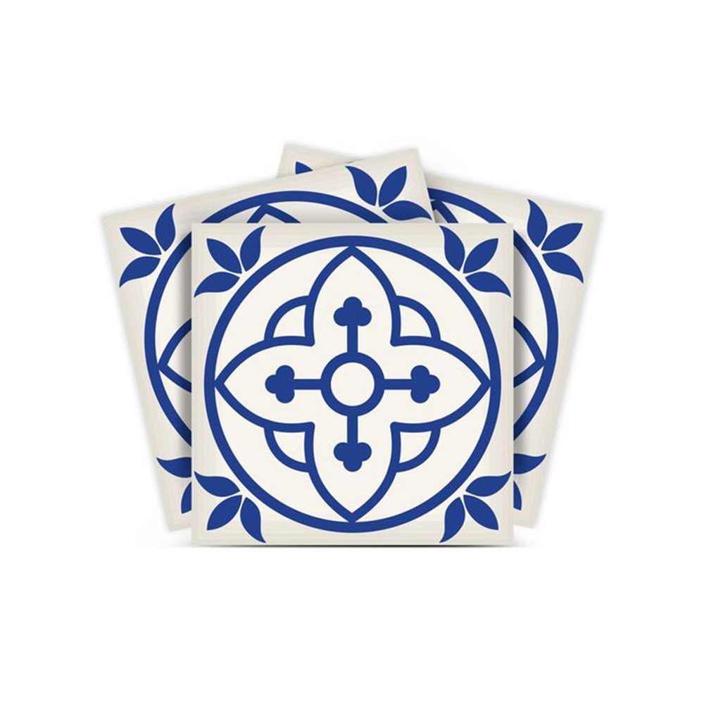 7" x 7" Blue And White Peel And Stick Removable Tiles HomeRoots