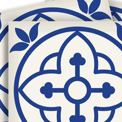 4" X 4" Tulipa Blue and White Peel and Stick Removable Tiles HomeRoots