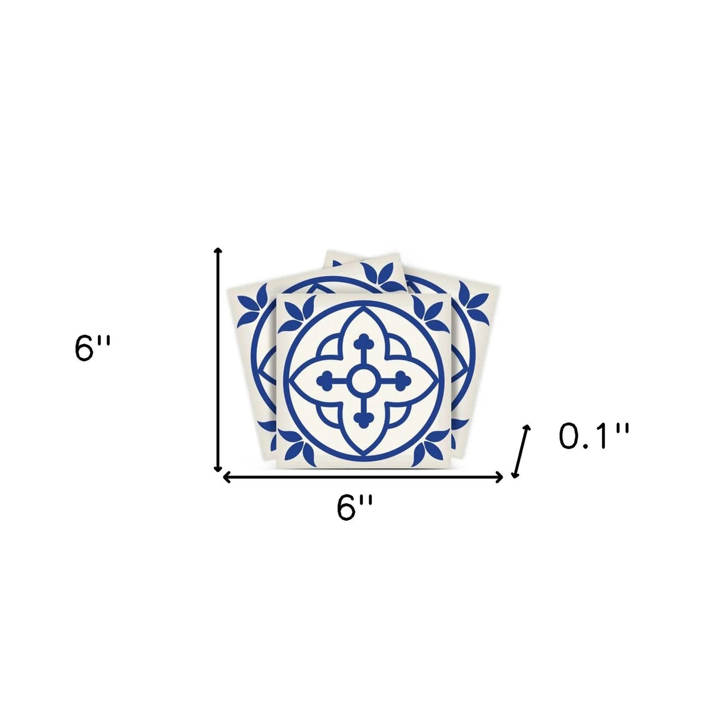 4" X 4" Tulipa Blue and White Peel and Stick Removable Tiles HomeRoots