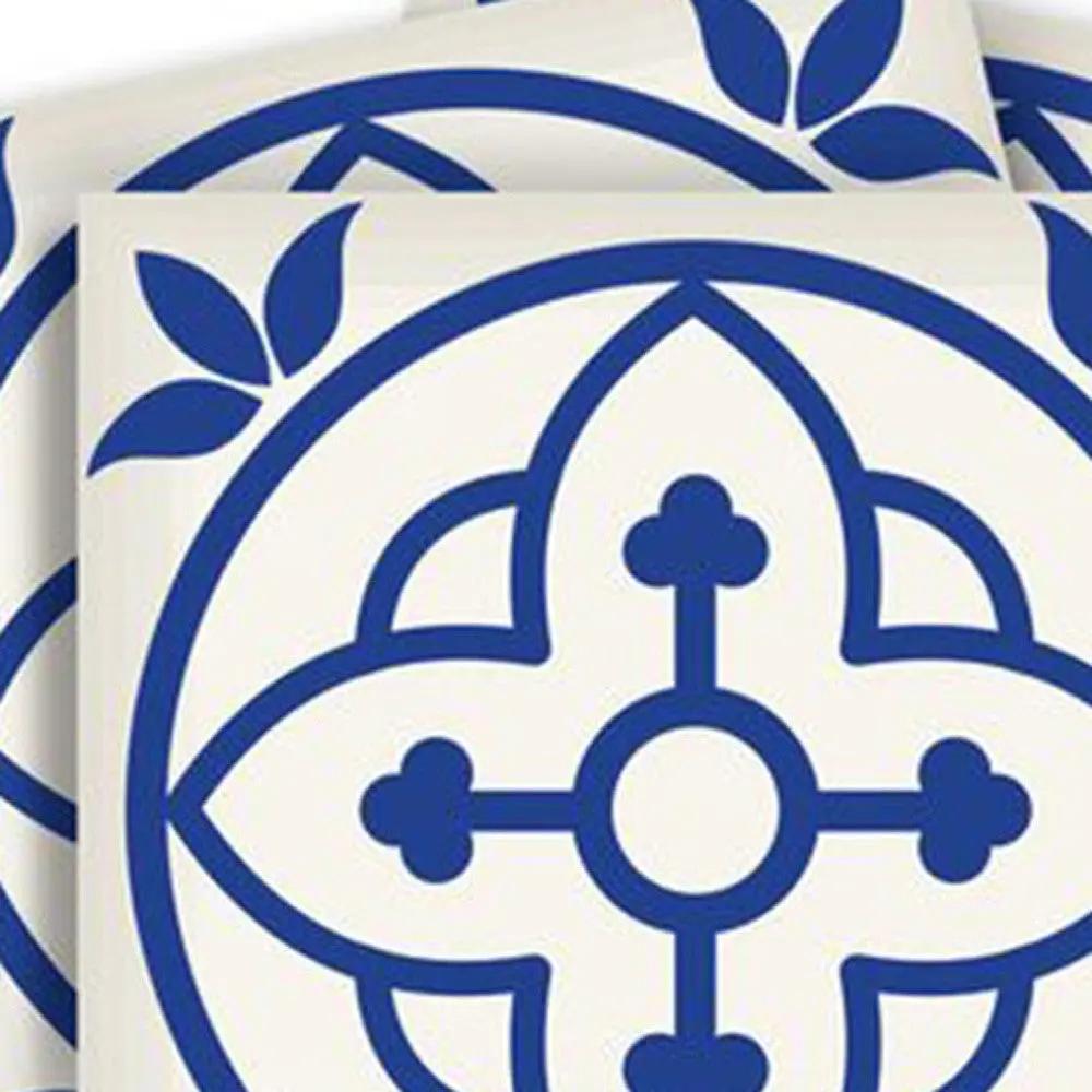 4" X 4" Tulipa Blue and White Peel and Stick Removable Tiles HomeRoots