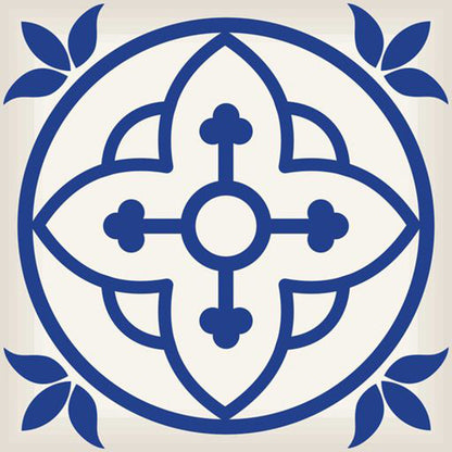 4" X 4" Tulipa Blue and White Peel and Stick Removable Tiles HomeRoots