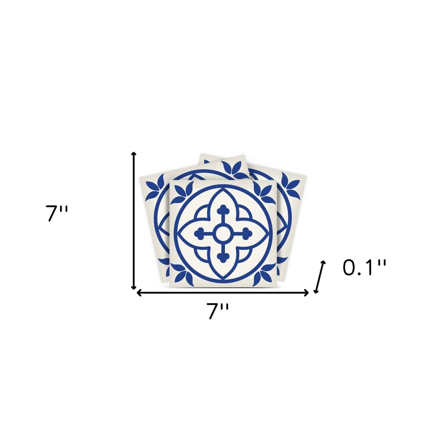 4" X 4" Tulipa Blue and White Peel and Stick Removable Tiles HomeRoots