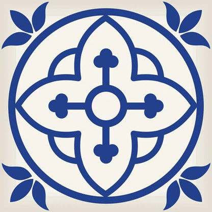 4" X 4" Tulipa Blue and White Peel and Stick Removable Tiles HomeRoots