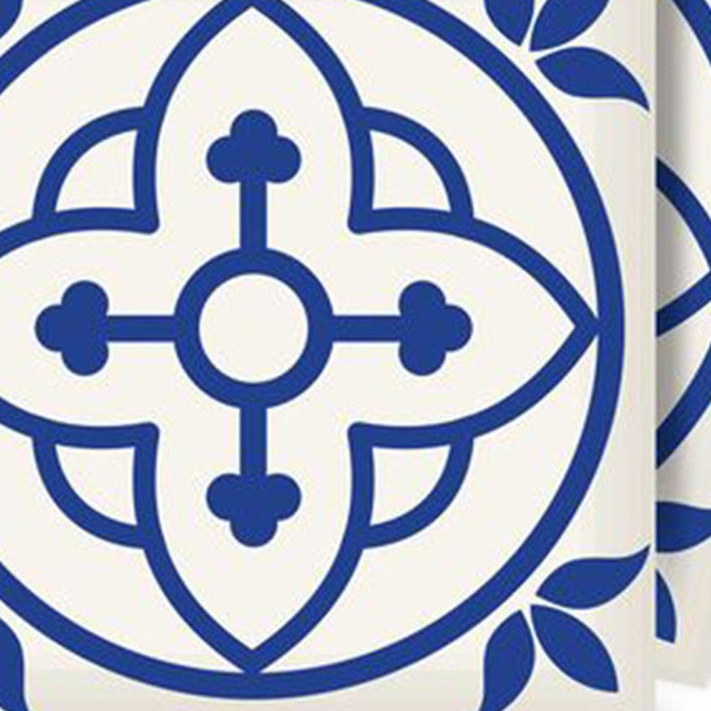 4" X 4" Tulipa Blue and White Peel and Stick Removable Tiles HomeRoots