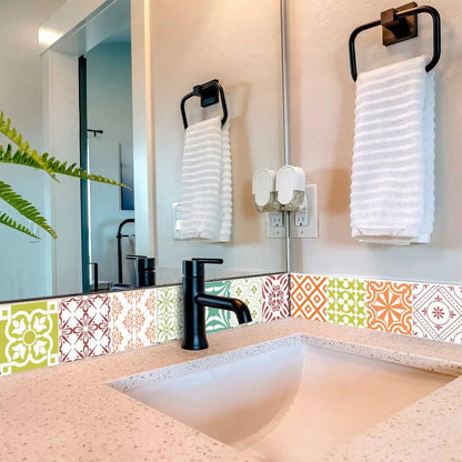 4" X 4" Muted Brights Mosaic Peel and Stick Removable Tiles HomeRoots