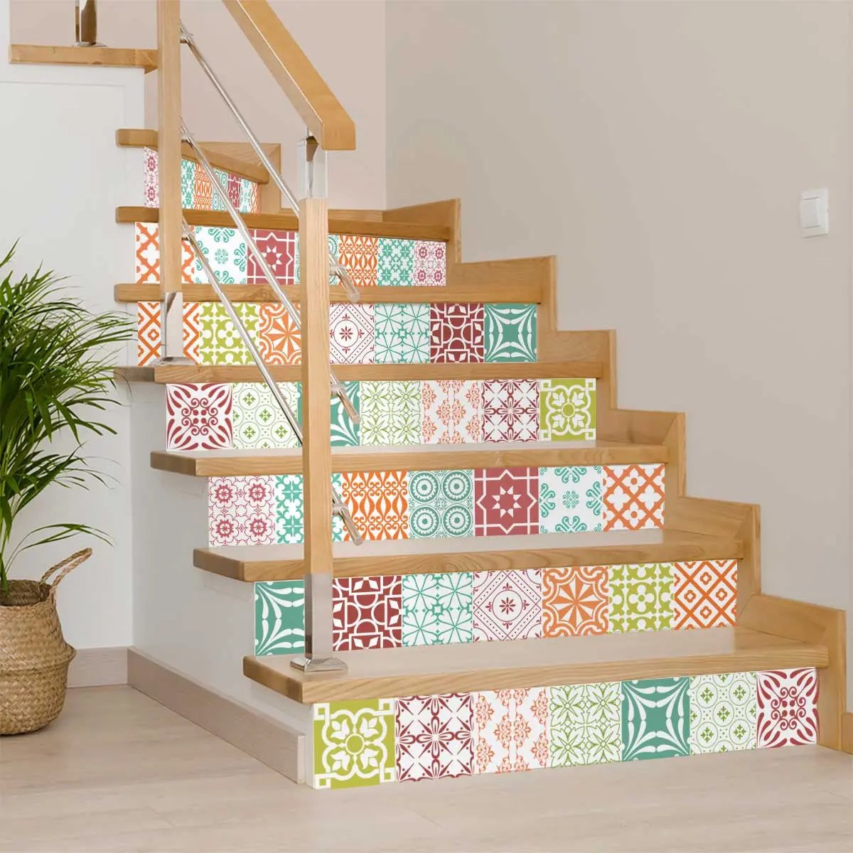 4" X 4" Muted Brights Mosaic Peel and Stick Removable Tiles HomeRoots