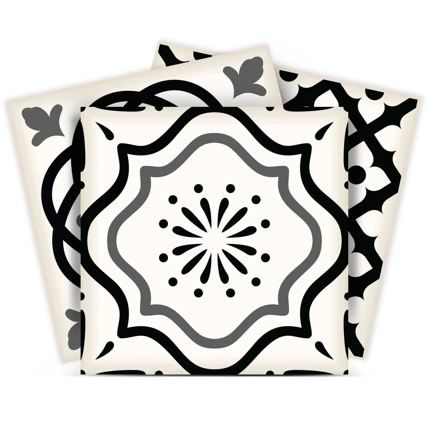 4" X 4" Black and White Multi Peel and Stick Removable Tiles HomeRoots