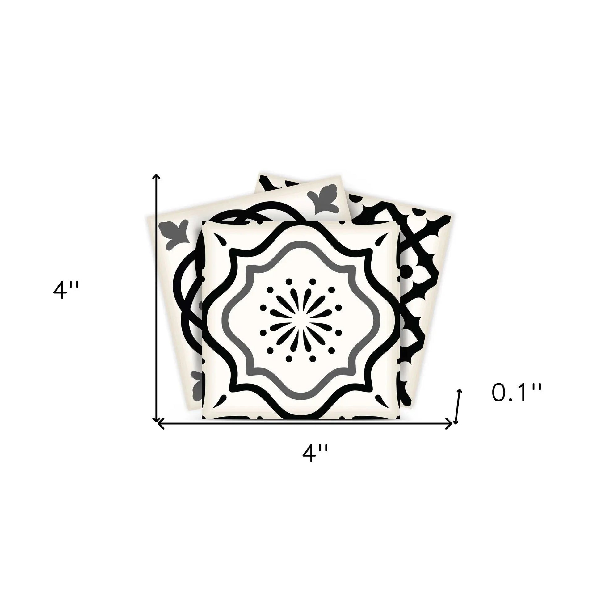 4" X 4" Black and White Multi Peel and Stick Removable Tiles HomeRoots