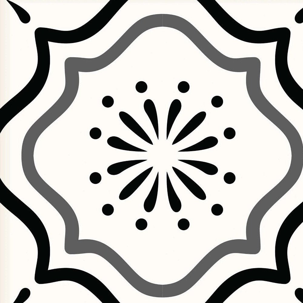 12" x 12" Black And White Vinyl Arabesque Peel And Stick Removable Tiles HomeRoots