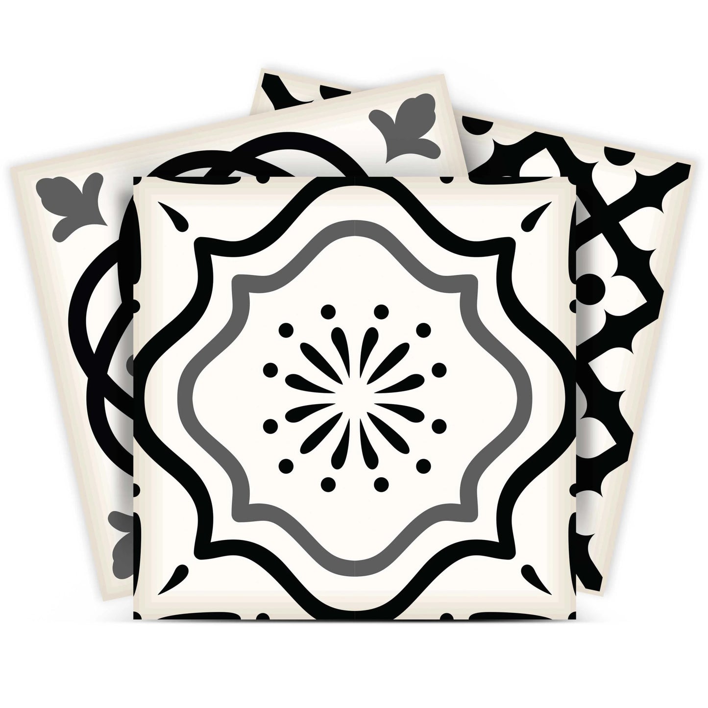 5" X 5" Black and White Multi  Peel and Stick Removable Tiles