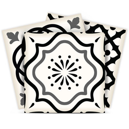 4" X 4" Black and White Multi Peel and Stick Removable Tiles HomeRoots