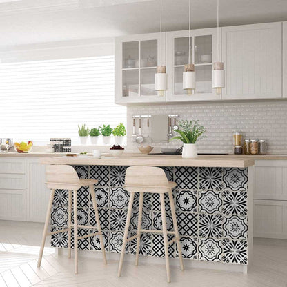 4" X 4" Black and White Multi Peel and Stick Removable Tiles HomeRoots