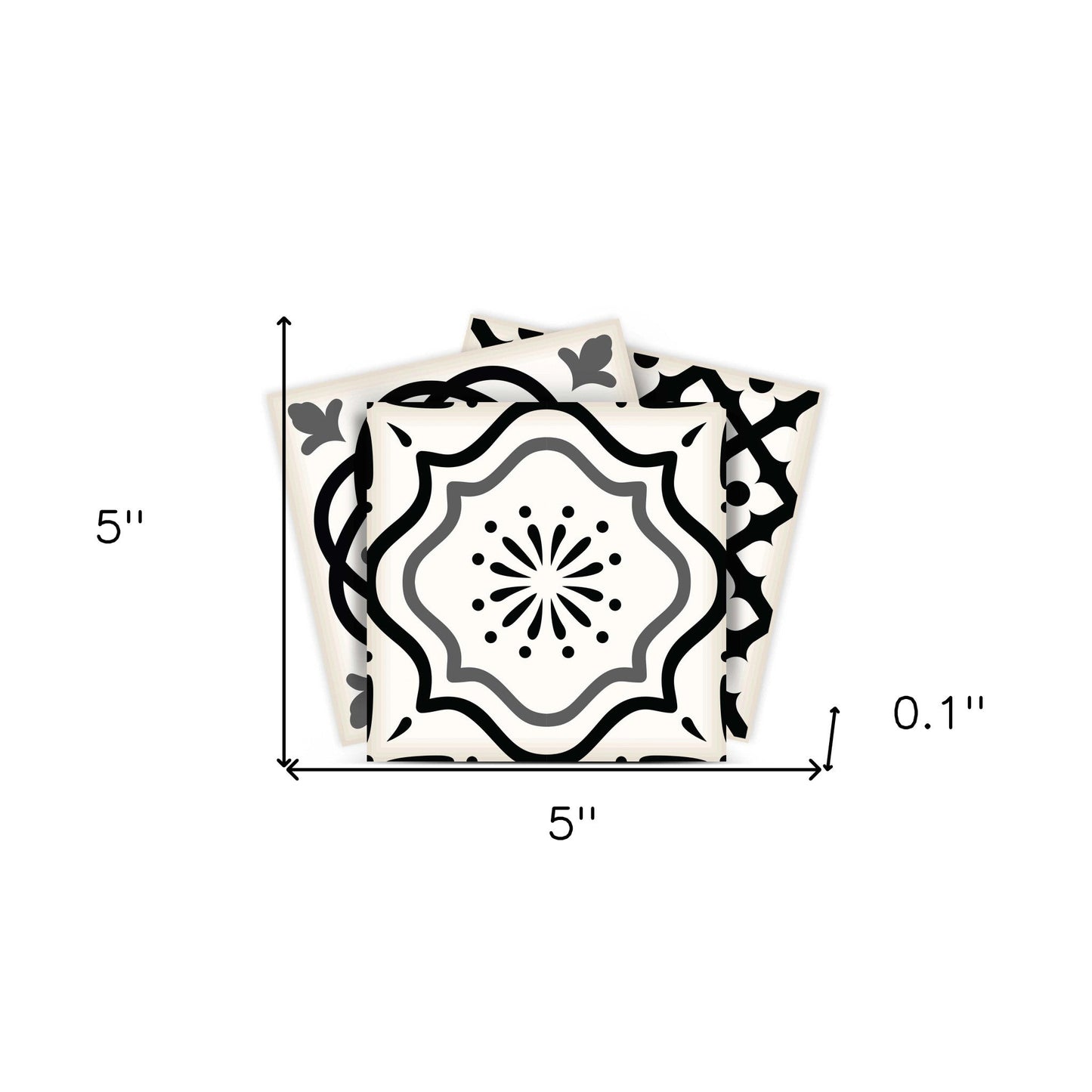 4" X 4" Black and White Multi Peel and Stick Removable Tiles HomeRoots