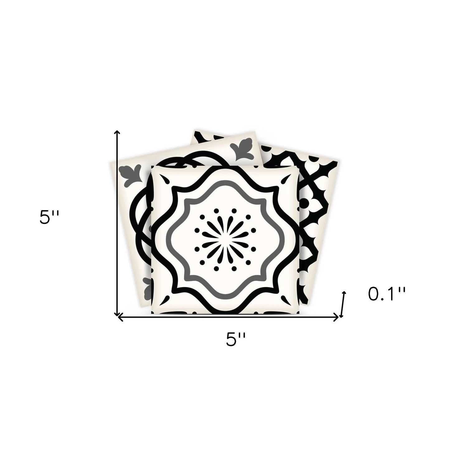 4" X 4" Black and White Multi Peel and Stick Removable Tiles HomeRoots