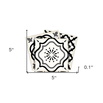4" X 4" Black and White Multi Peel and Stick Removable Tiles HomeRoots