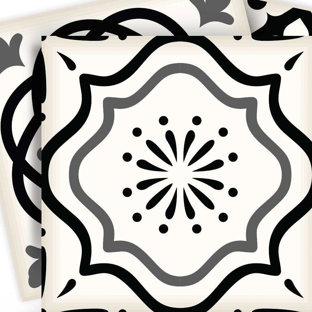 4" X 4" Black and White Multi Peel and Stick Removable Tiles HomeRoots