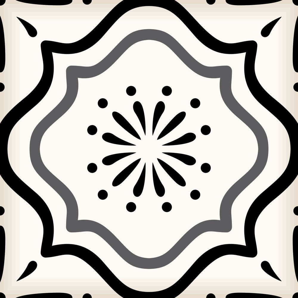 12" x 12" Black And White Vinyl Arabesque Peel And Stick Removable Tiles HomeRoots