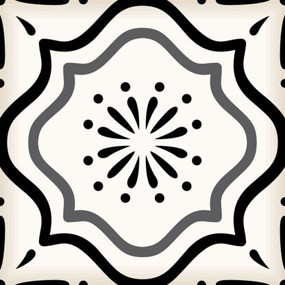 12" x 12" Black And White Vinyl Arabesque Peel And Stick Removable Tiles HomeRoots