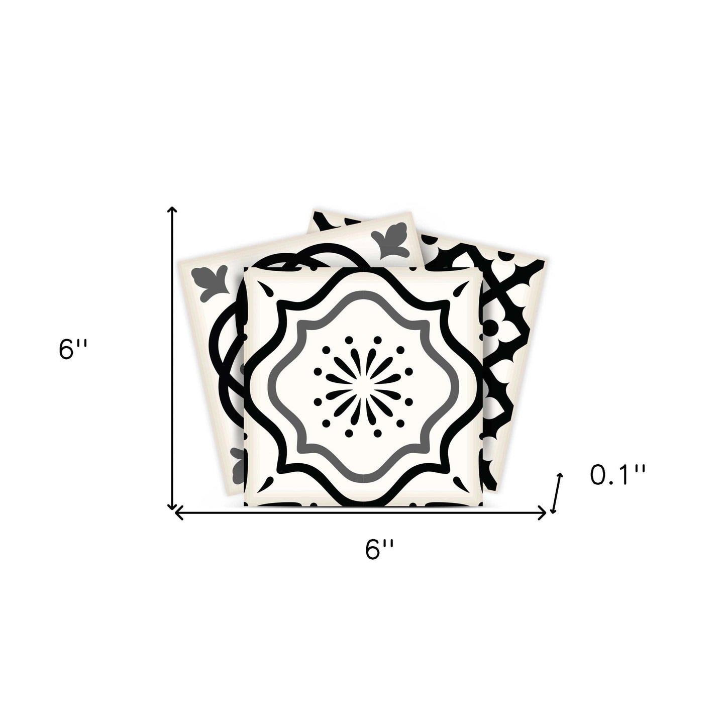 4" X 4" Black and White Multi Peel and Stick Removable Tiles HomeRoots