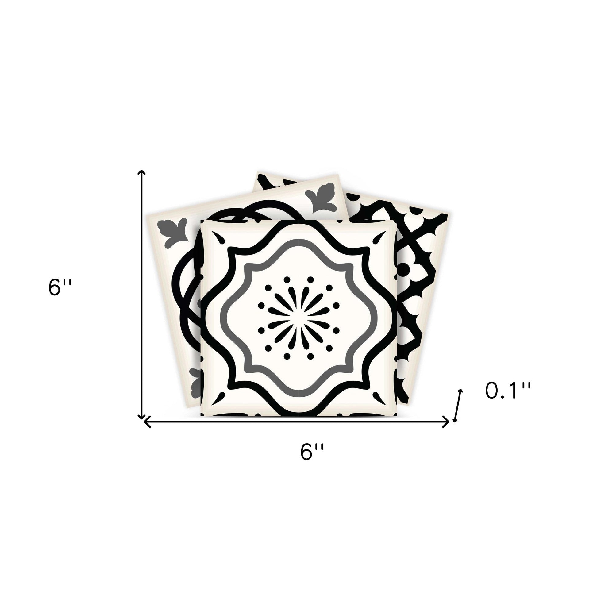 4" X 4" Black and White Multi Peel and Stick Removable Tiles HomeRoots