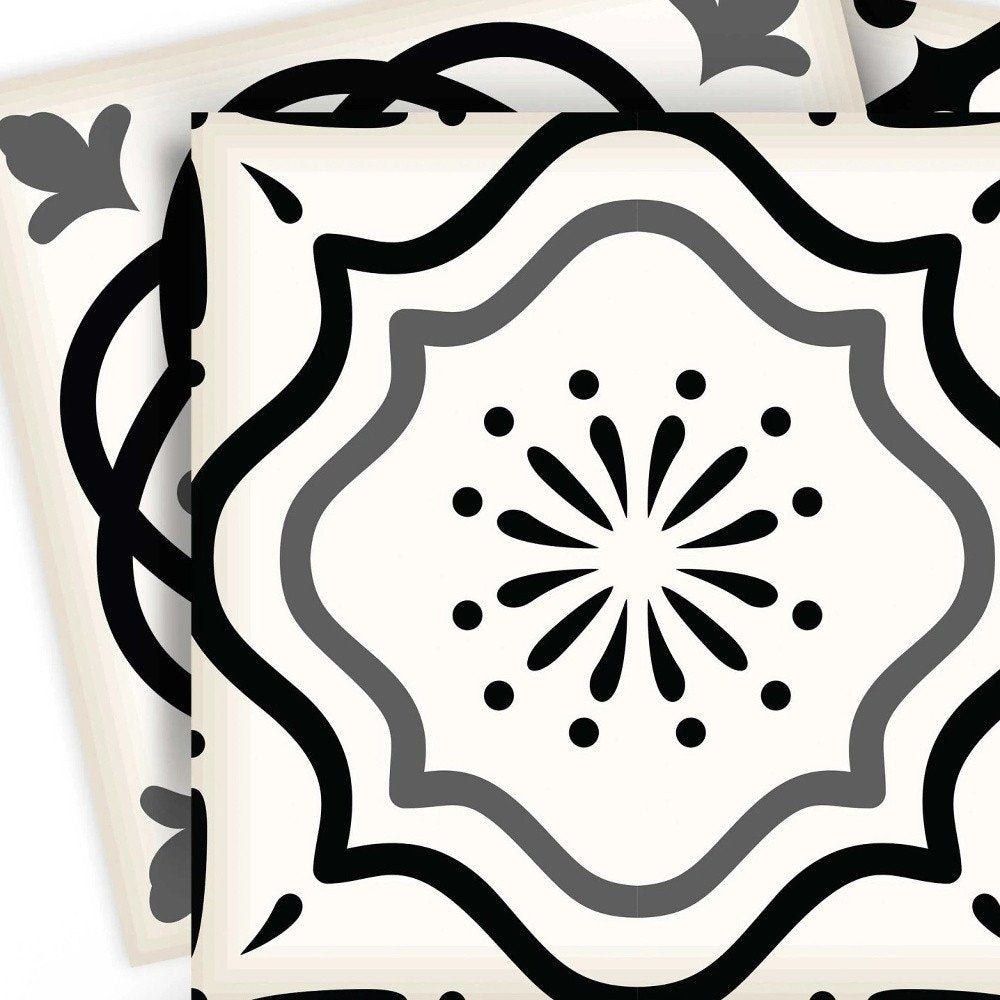 4" X 4" Black and White Multi Peel and Stick Removable Tiles HomeRoots